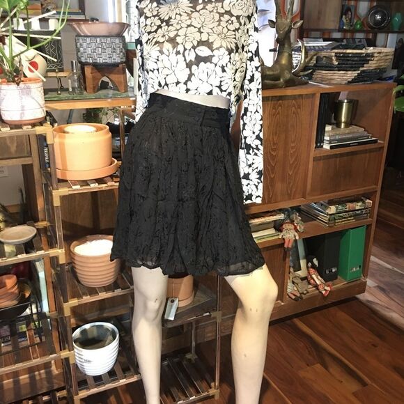 90’s ESPRIT Goth High Waist Embroidered Lace Pleated Button Down Mini Skirt - Picture 4 of 9